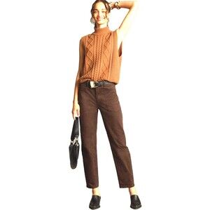 Anthropologie Pilcro Brown Utility Cargo Pants Women 28 Double Button Hi Rise